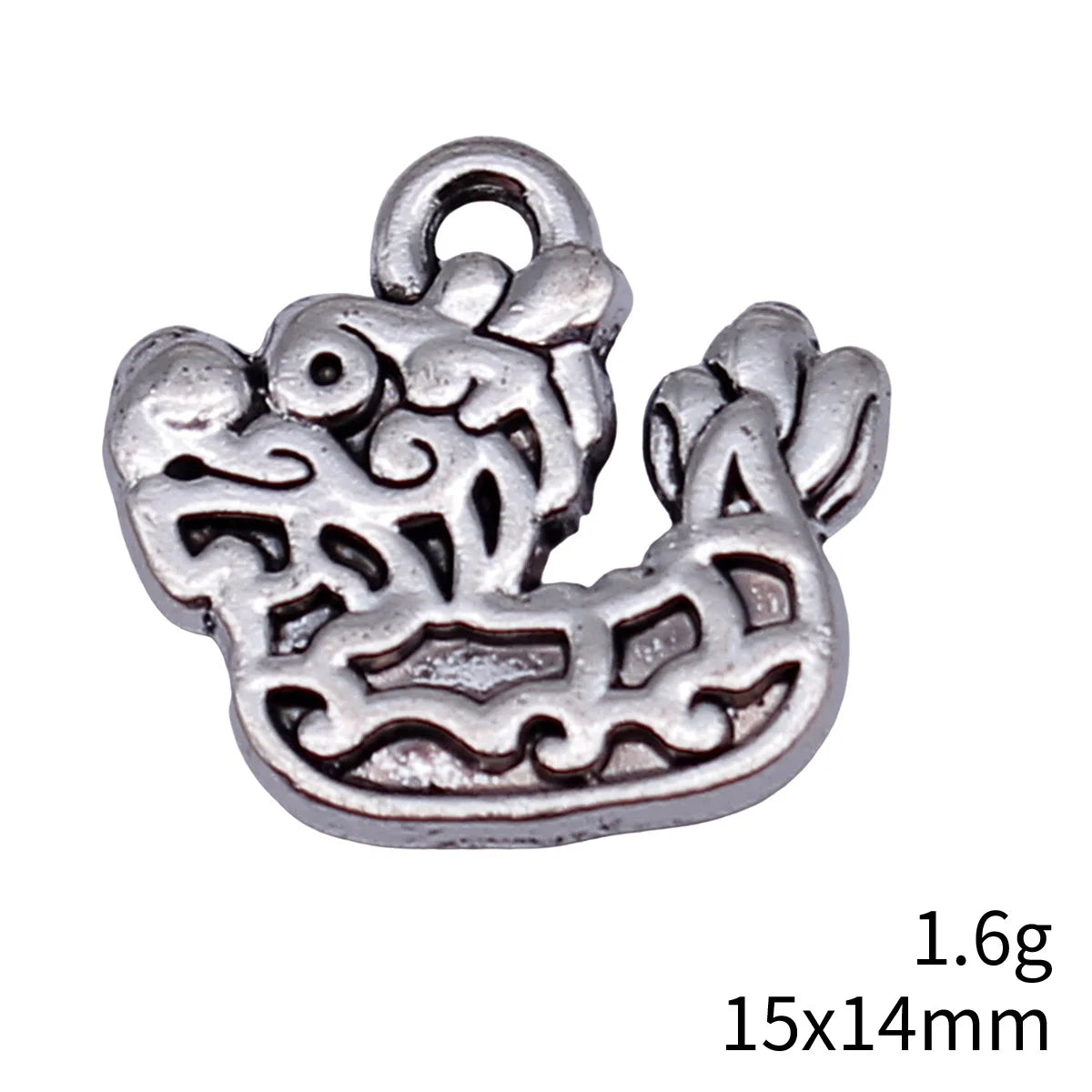 15x14mm 1.6g Antique Silver Zinc Alloy Dragon Boat Charm Pendant for DIY Necklace Bracelet Making