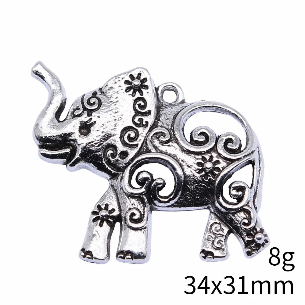 34x31mm 8g Antique Silver Zinc Alloy Elephant Charm Pendant for DIY Necklace Bracelet Jewelry