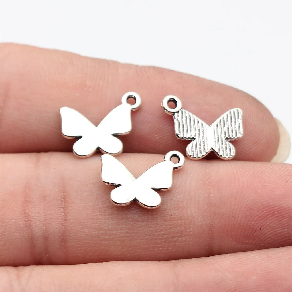 14x10mm 0.5g Antique Silver Zinc Alloy Butterfly Charm Pendant for DIY Necklace Bracelet Making