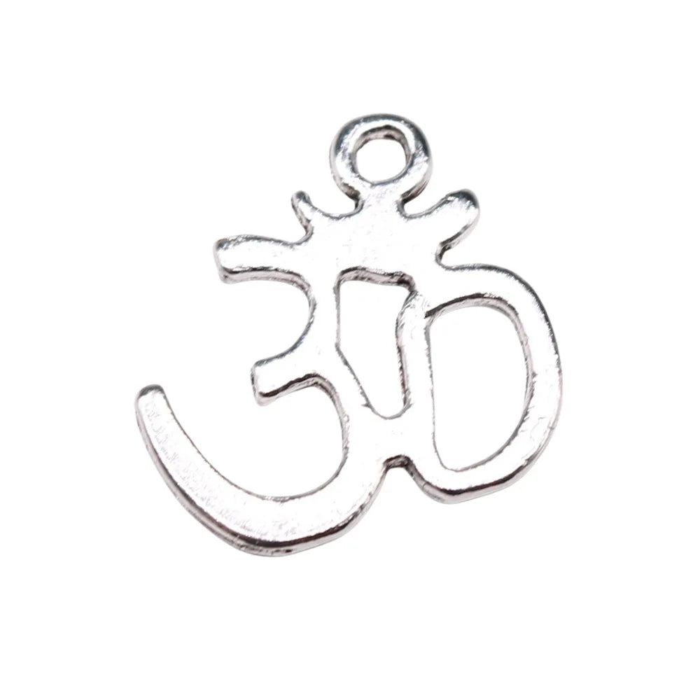 19x17mm 0.9g Antique Silver Zinc Alloy Om Symbol Charm Pendant for DIY Necklace Bracelet Jewelry Making