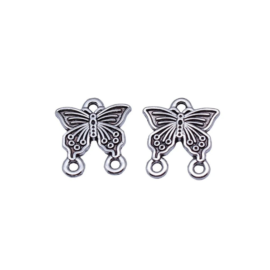 16x14mm 0.88g Antique Silver Zinc Alloy Butterfly Connector Charm for Necklace Bracelet DIY Jewelry