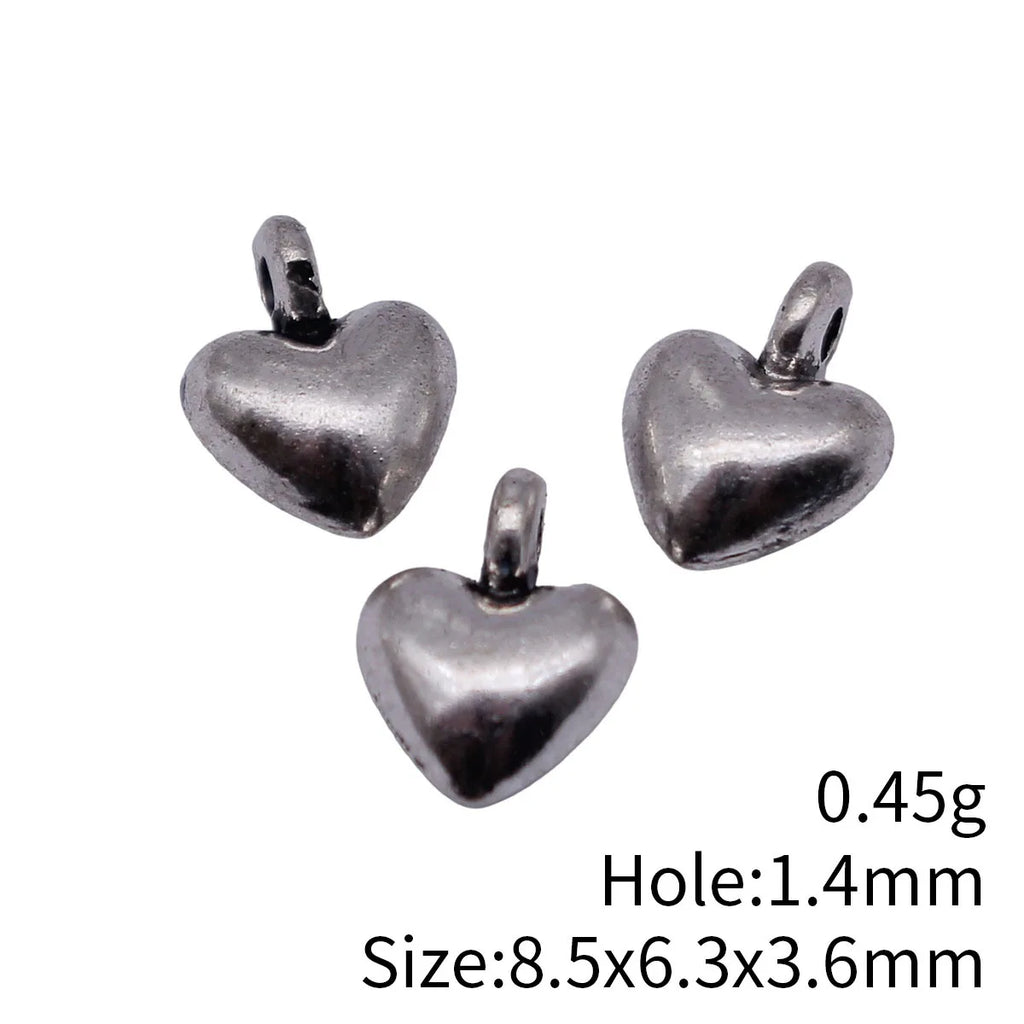 8.5x6.3x3.6mm 0.45g Antique Silver Zinc Alloy Heart Charm Pendant for DIY Bracelet Necklace Making