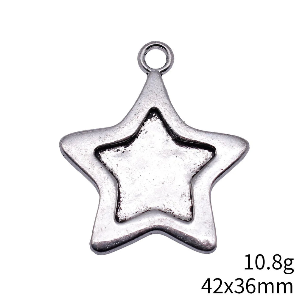 42x36mm 10.8g Antique Silver Zinc Alloy Thick Five Point Star Charm Pendant for DIY Necklace Making