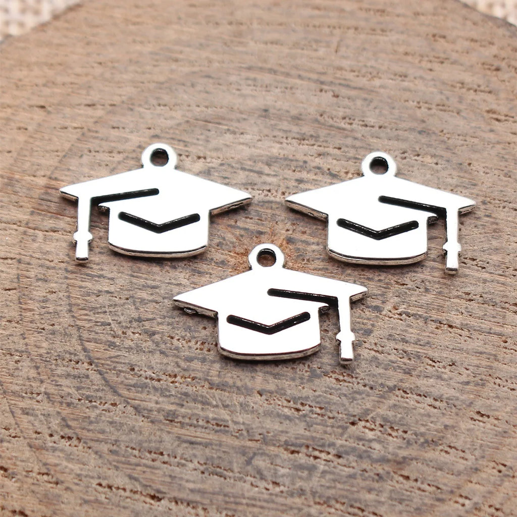 16x11mm 0.64g Antique Silver Zinc Alloy Graduation Cap Charm Pendant for DIY Necklace Bracelet Making