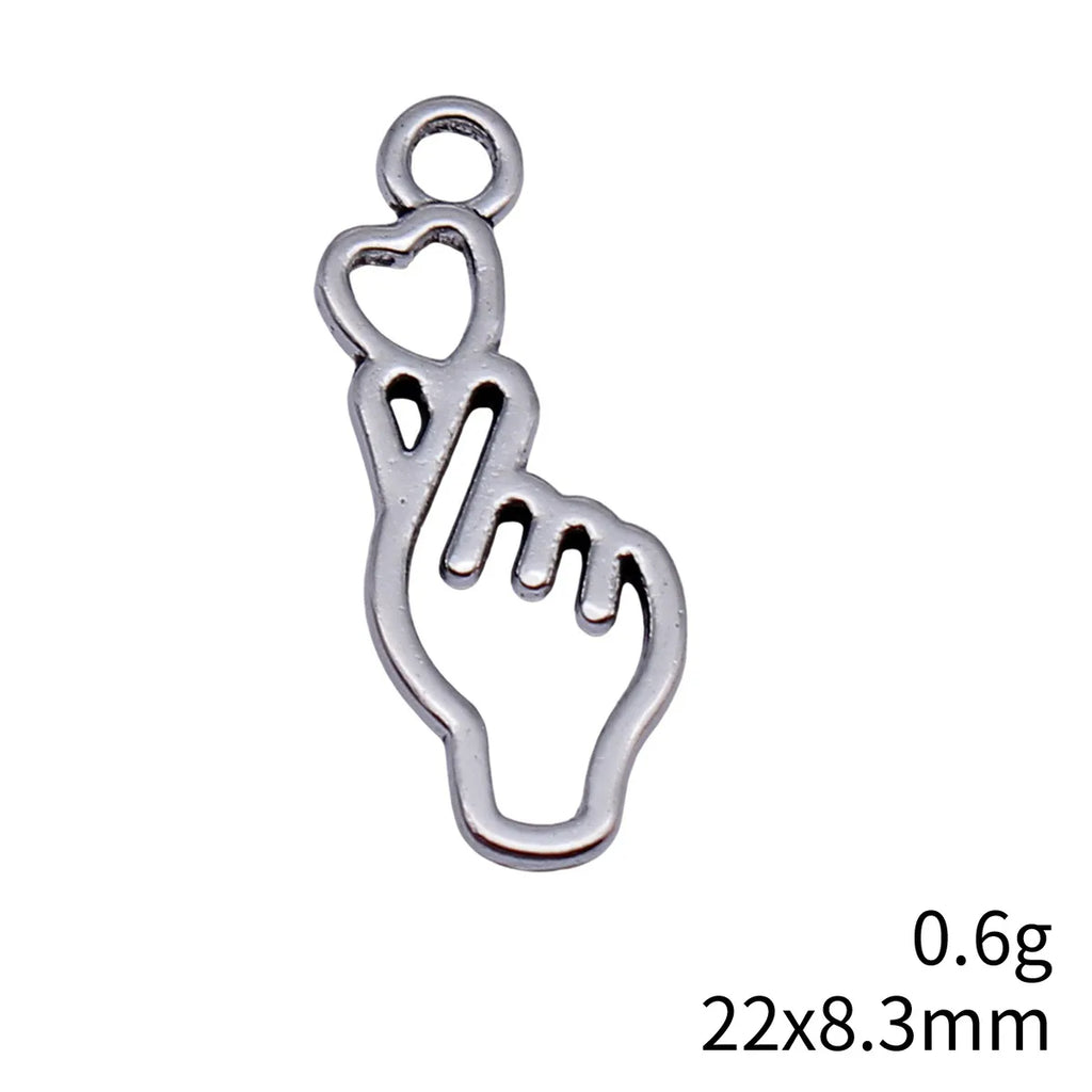 22x8.3mm 0.6g Multicolor Zinc Alloy Hollow Finger Heart Hand Gesture Charm Pendant for DIY Jewelry