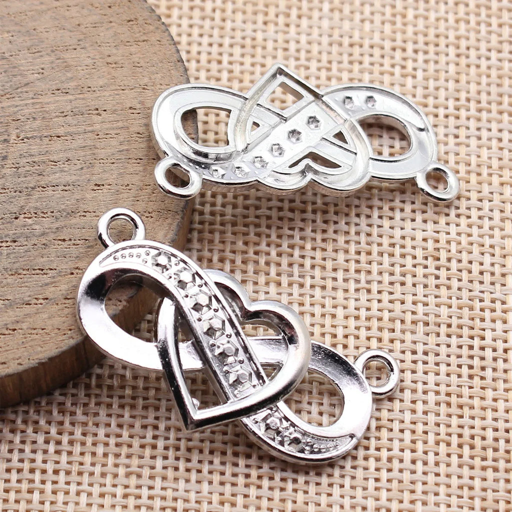 39x20mm 3.6g White K Zinc Alloy Infinity Heart Charm Pendant for DIY Necklace Bracelet Making
