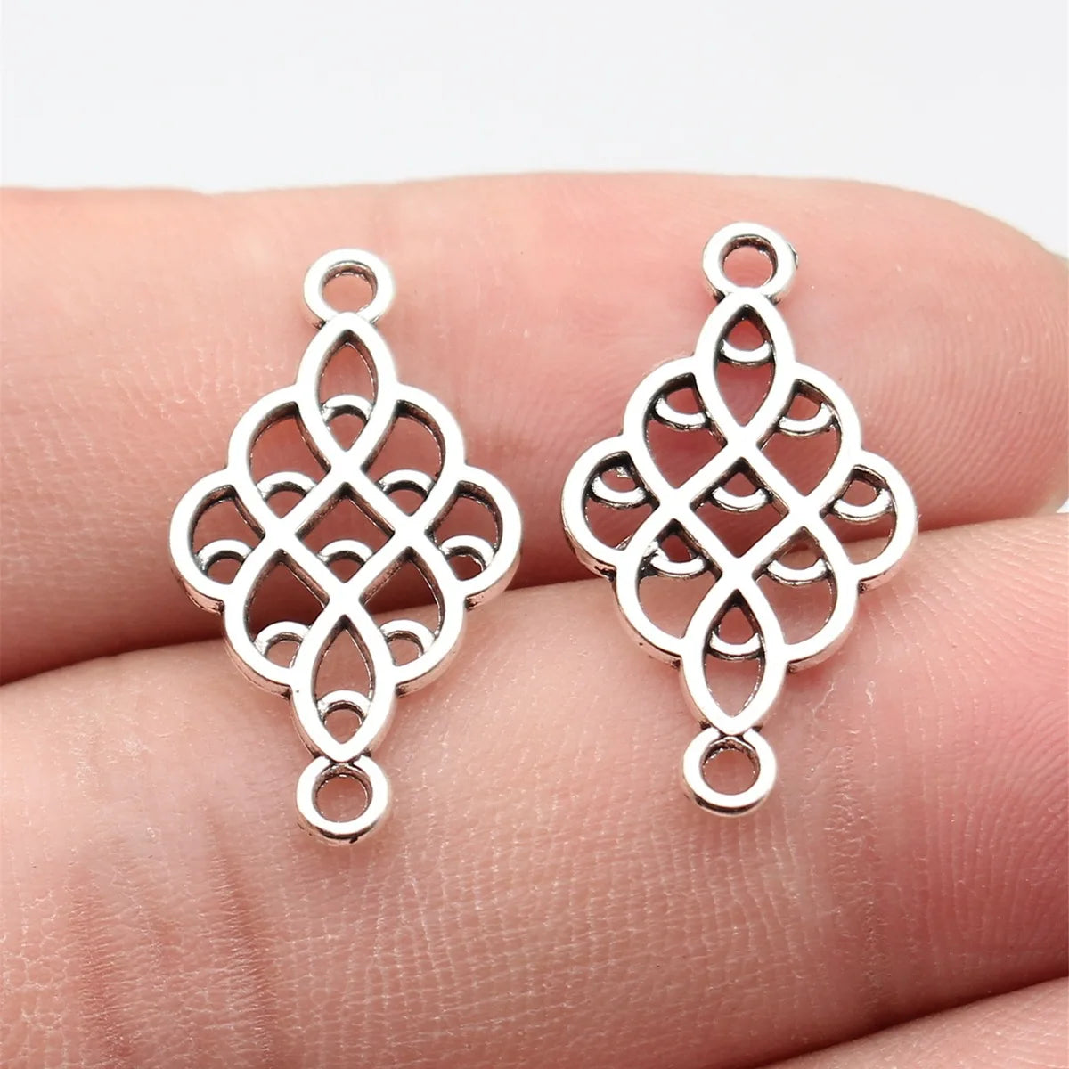 25x14mm 0.9g Antique Silver Zinc Alloy Hollow Geometric Connector Charm for DIY Bracelet Jewelry Making