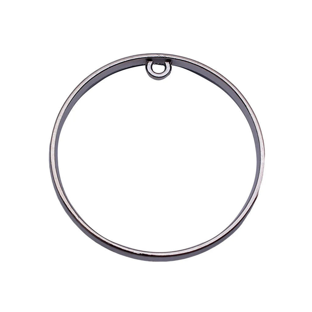 40x40x4mm 4.3g Silver Tone Zinc Alloy Round Ring Charm Pendant for DIY Necklace Bracelet Making