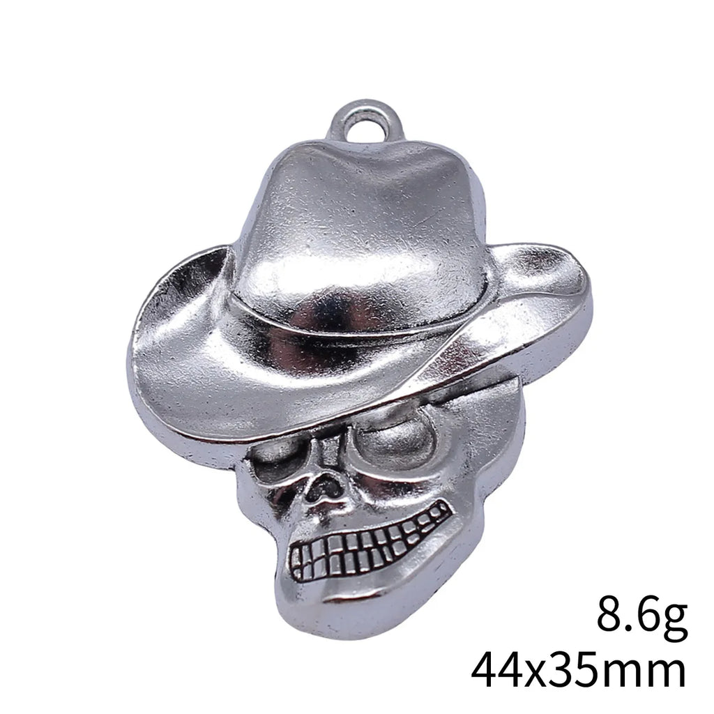 44x35mm 8.6g Multicolor Zinc Alloy Hat Skull Head Charm Pendant for DIY Necklace Jewelry Making