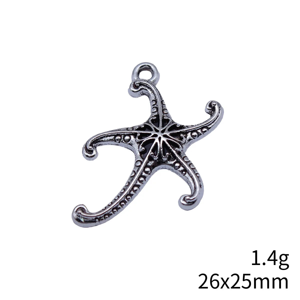 26x25mm 1.4g Antique Silver Zinc Alloy Starfish Charm Pendant for DIY Necklace Bracelet Making