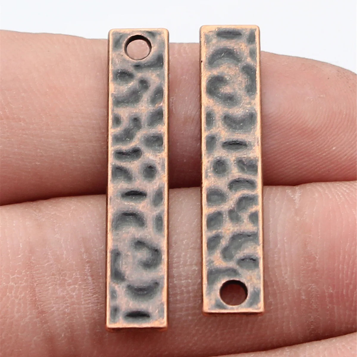 35x6.7mm 1.6g Multicolor Zinc Alloy Hammered Long Bar Charm Pendant for DIY Necklace Making