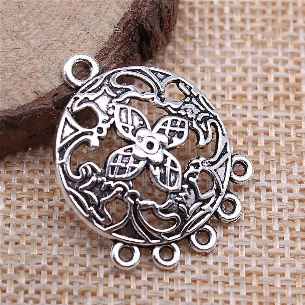 28x23mm 1.8g Antique silver zinc alloy earring connector charm jewelry findings for DIY earring making