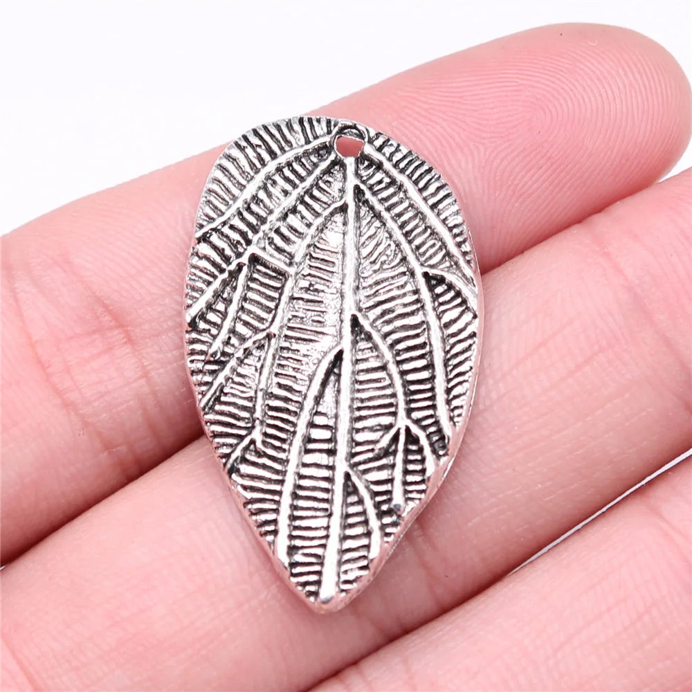 35x21mm 3.8g Antique Silver Zinc Alloy Leaf Charm Pendant for DIY Necklace Bracelet Jewelry Making