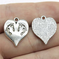 21x17mm 2.6g Multicolor Zinc Alloy Footprint Heart Charm Pendant for DIY Necklace Bracelet Making