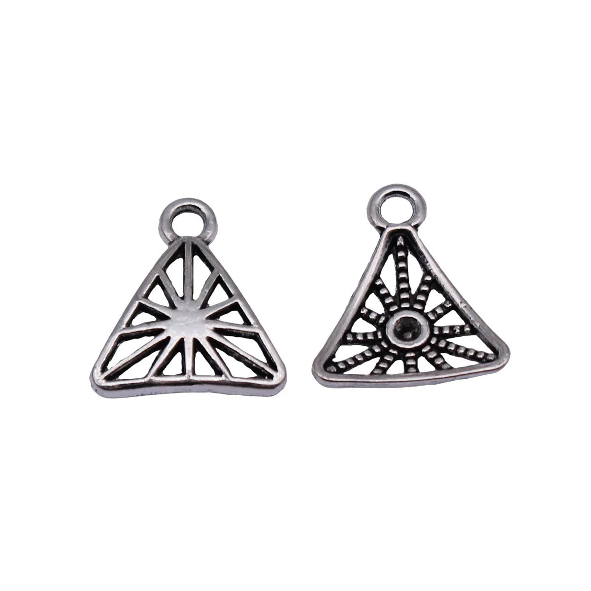 16x14mm 0.59g Antique Silver Zinc Alloy Hollow Triangle Charm Pendant for DIY Earrings Necklace