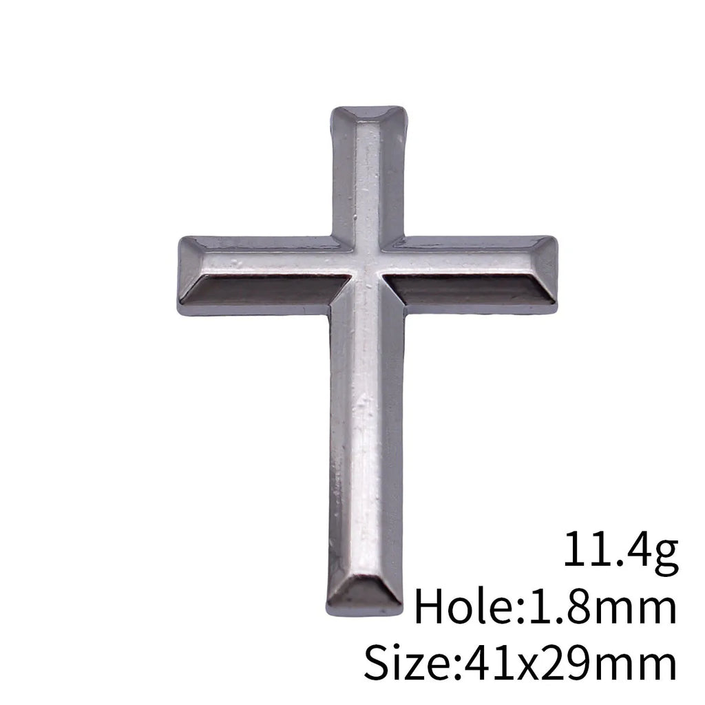 41x29mm 11.4g Silver Tone Zinc Alloy Beveled Edge Cross Charm Pendant for DIY Necklace Jewelry