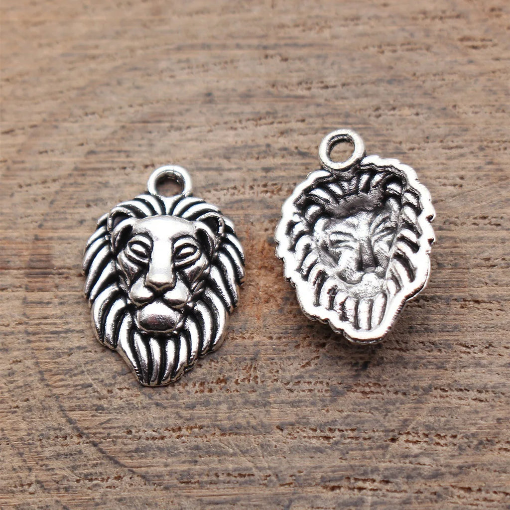 17x12mm 0.67g Antique Silver Zinc Alloy Lion Head Charm Pendant for DIY Necklace Bracelet Making