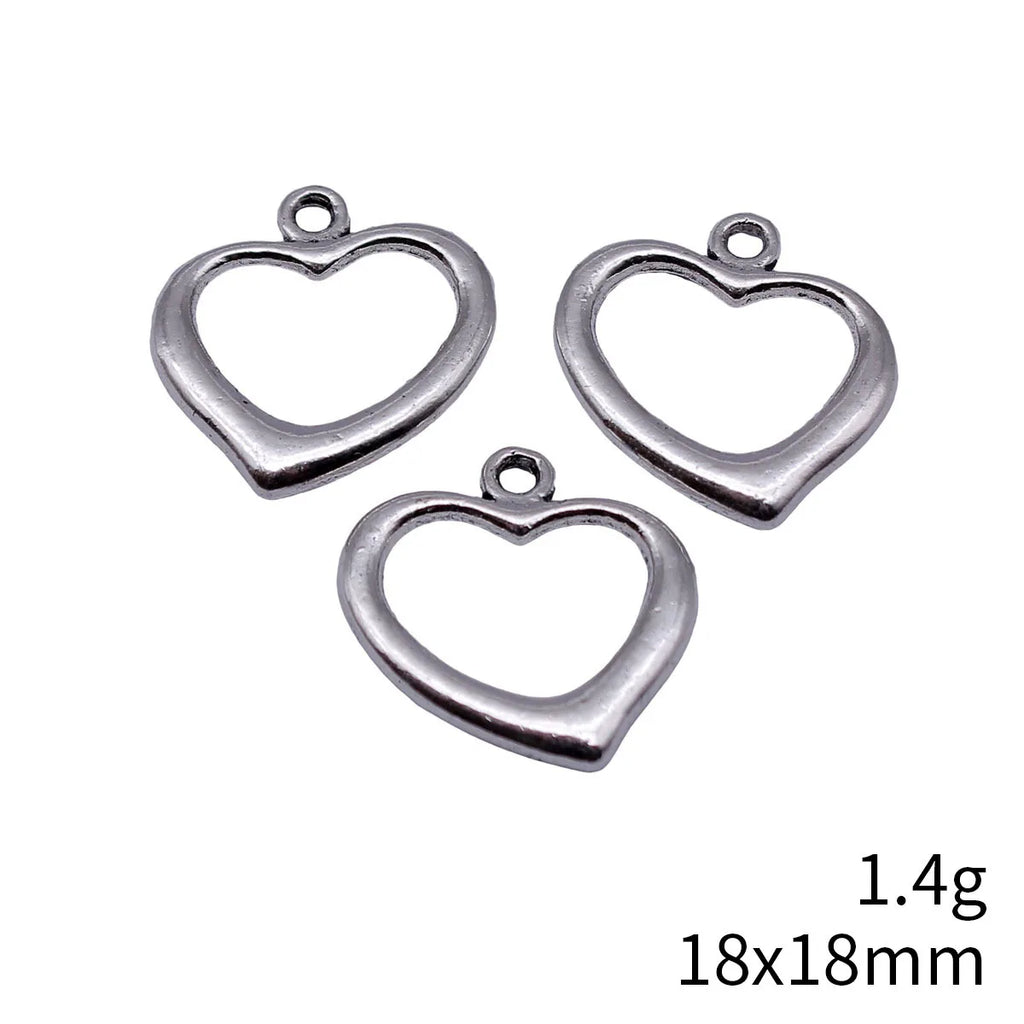 18x18mm 1.4g Multicolor Zinc Alloy Openwork Heart Hollow Charm Pendant for DIY Bracelet Necklace Making
