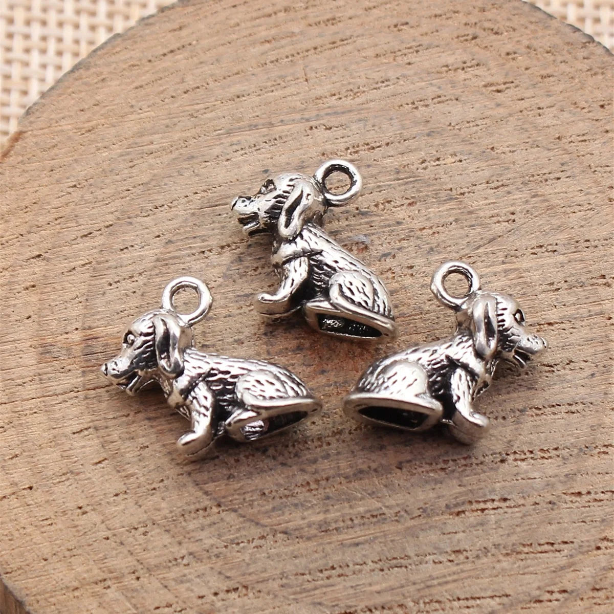 16x13mm 1.8g Antique Silver Zinc Alloy 3D Small Dog Charm Pendant for DIY Pet Theme Jewelry
