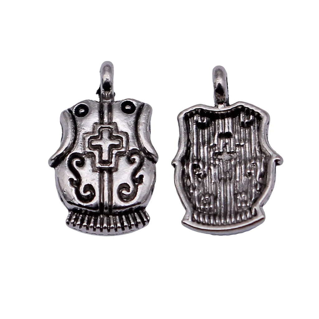 15x9.7mm 0.63g Antique Silver Zinc Alloy Cross Armor Charm Pendant for DIY Necklace Bracelet Jewelry