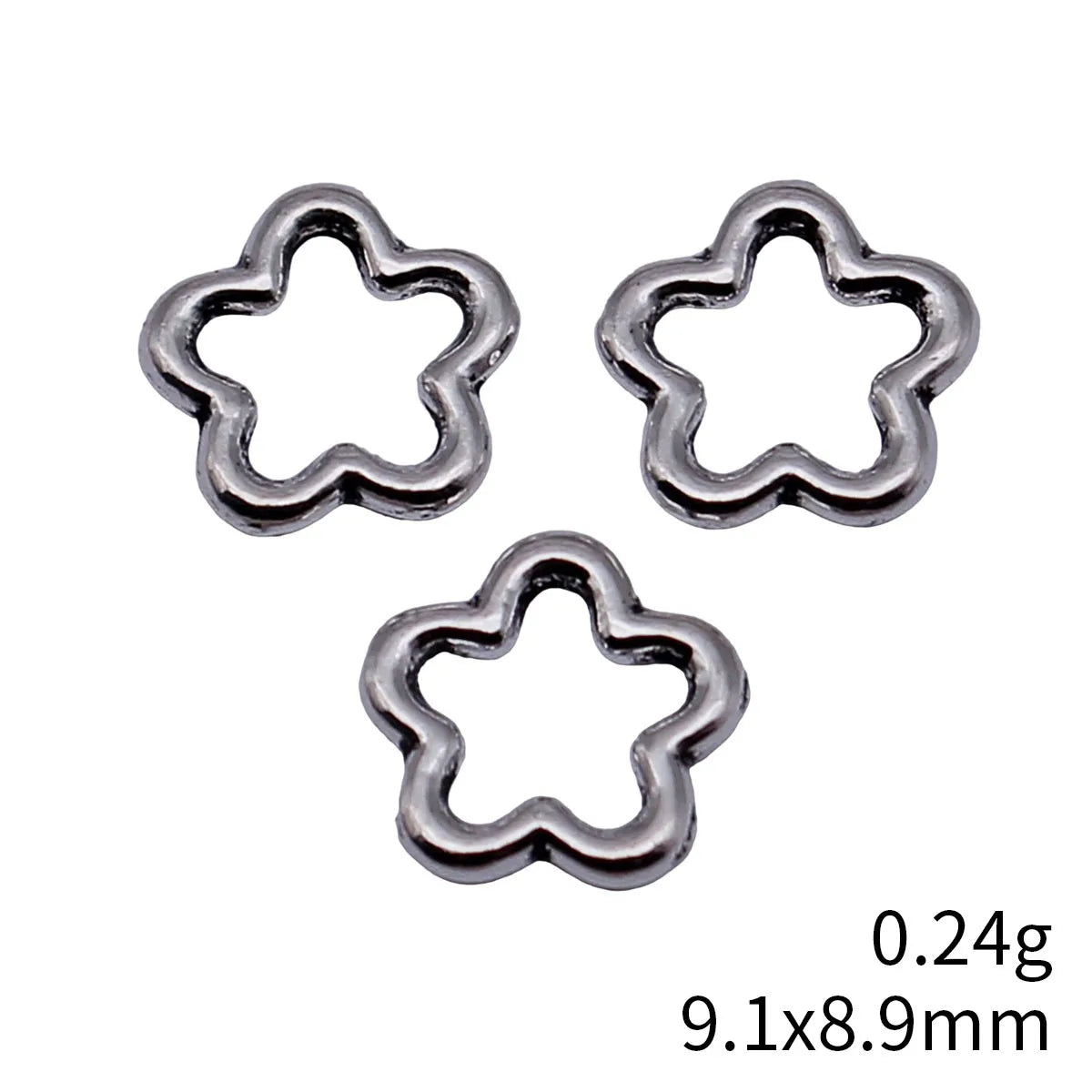 9.1x8.9mm 0.24g Antique Silver Zinc Alloy Hollow Flower Jewelry Findings for Handmade Bracelet Making