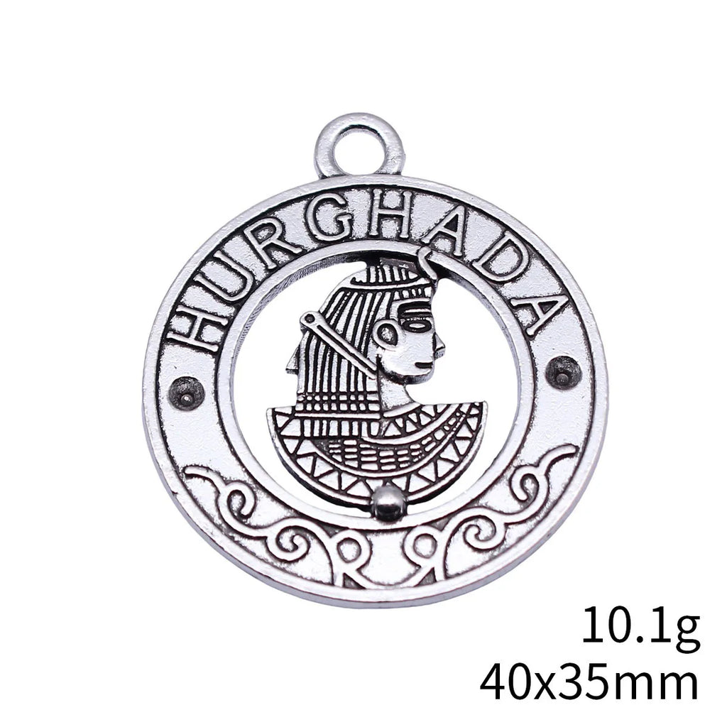 40x35mm 10.1g Multicolor Zinc Alloy Ancient Egyptian HURGHADA Souvenir Charm Pendant for DIY Jewelry