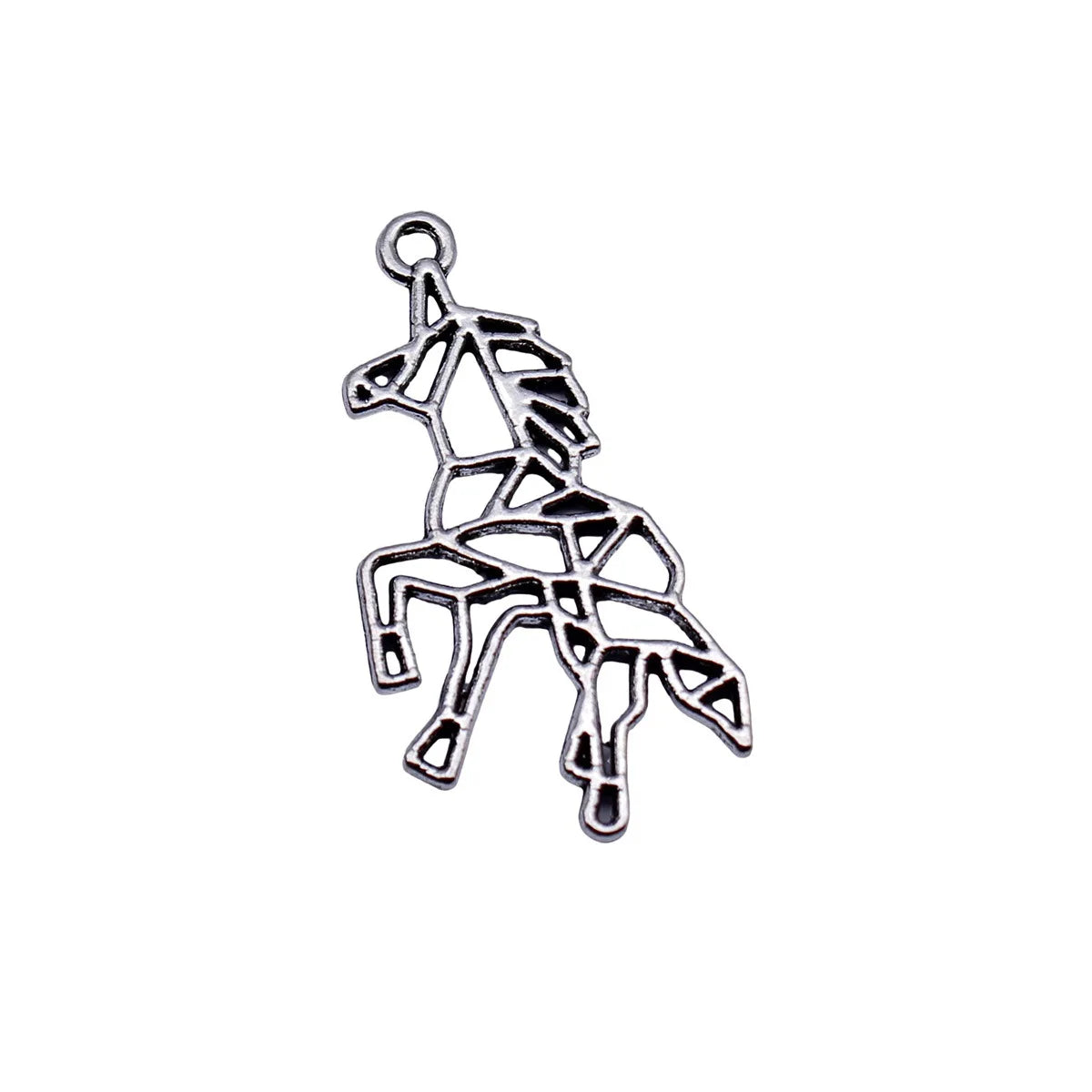 33x16mm 1.3g Antique Silver Zinc Alloy Hollow Unicorn Charm Pendant for DIY Bracelet Necklace