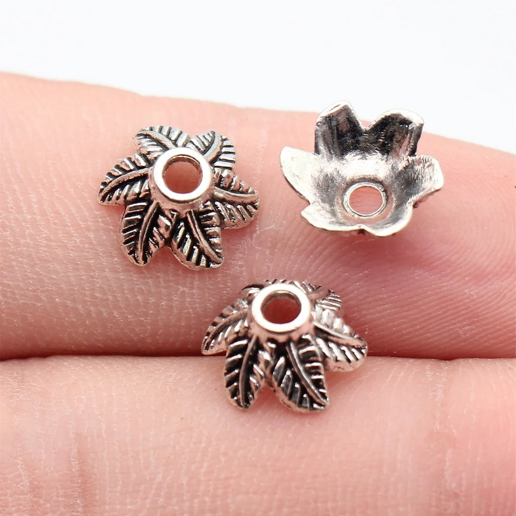 10x10x5mm 0.47g Multi-Color Zinc Alloy Leaf Bead Cap Flower Tray Charm Pendant for DIY Jewelry Making