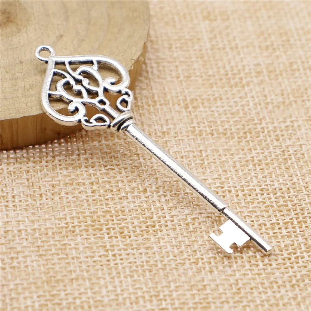 22x69mm 3.1g Multicolor Zinc Alloy Key Charm Pendant for DIY Necklace Bracelet Jewelry Making