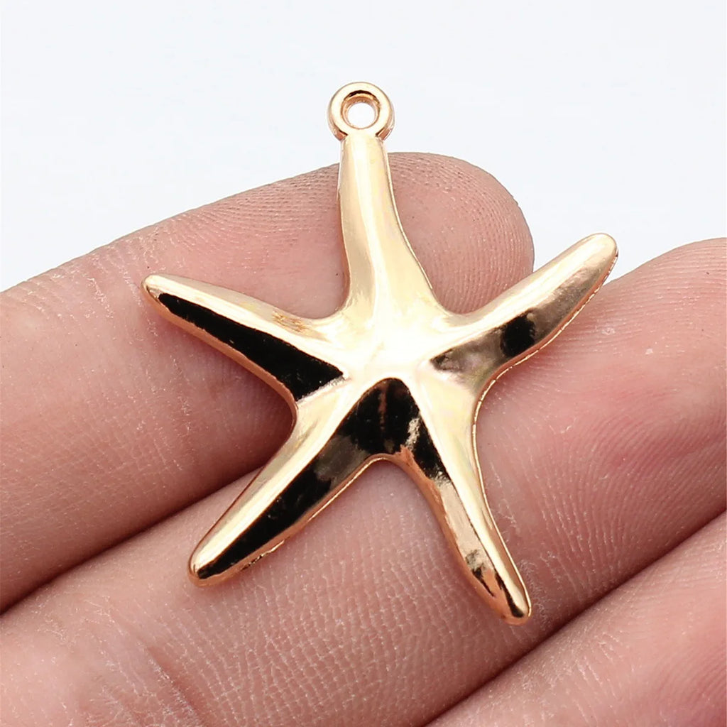 35x32mm 2.4g KC Gold Zinc Alloy Starfish Charm Pendant for DIY Necklace Bracelet Jewelry Making