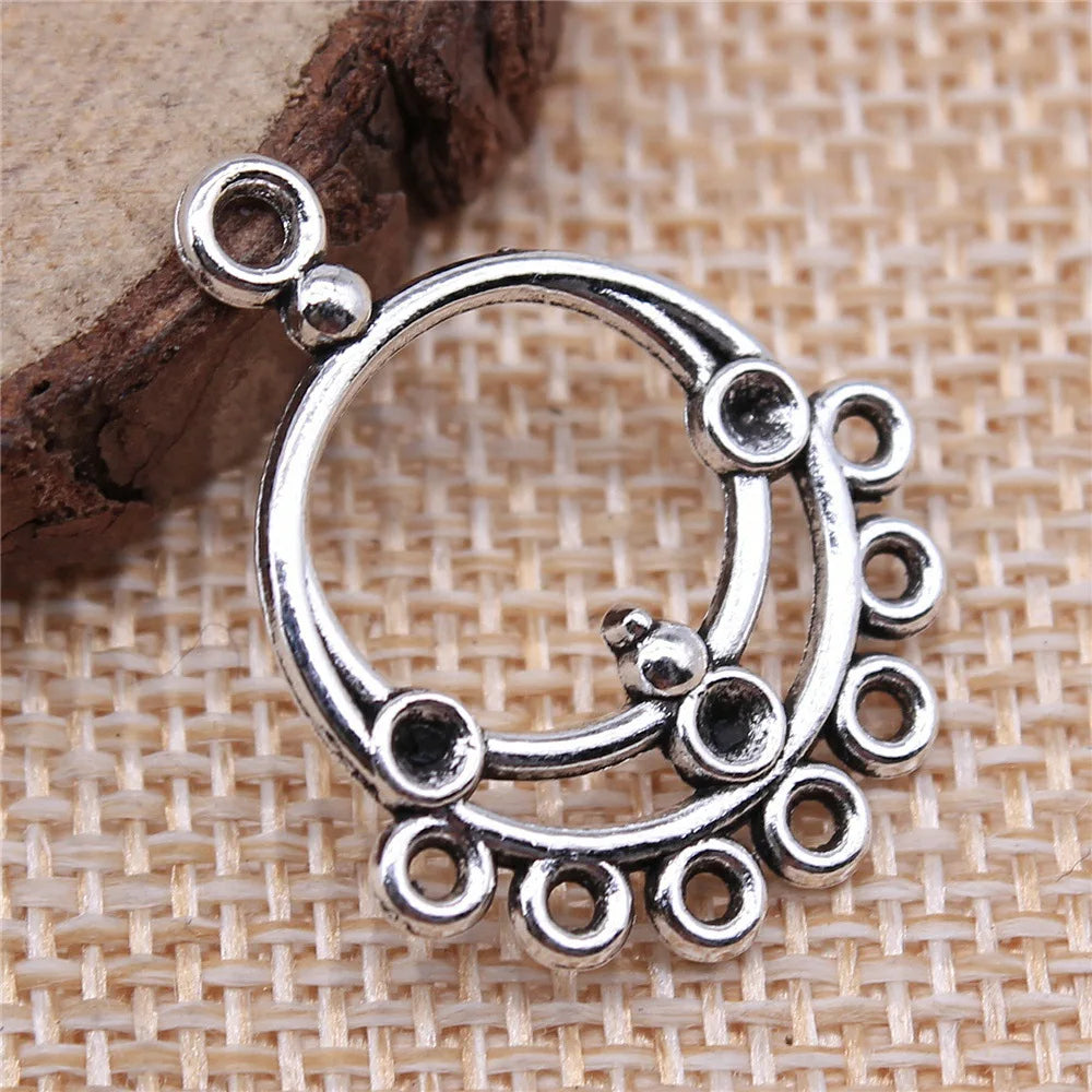 27x22mm 1.5g Multicolor Zinc Alloy Rhinestone Setting Earring Connector Charm for DIY Earring Making