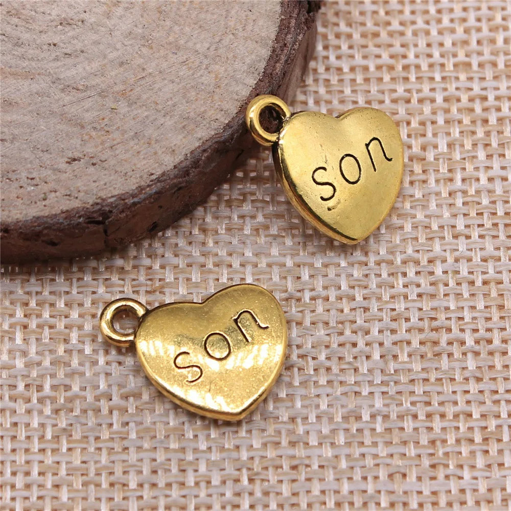 15x18mm 2.8g Multicolor Zinc Alloy Son Heart Charm Pendant for DIY Necklace Bracelet Jewelry Making