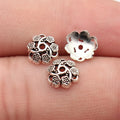 8.4x8.4x2.9mm 0.25g Antique Silver Tone Zinc Alloy Round Flower Bead Caps for DIY Bracelet Jewelry Making