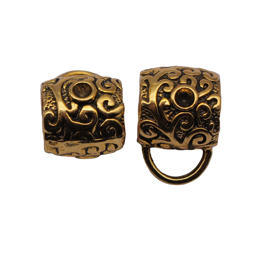21x14x14mm 5.2g Antique Gold Zinc Alloy Vine Pattern Three-Hole Bail Connector for DIY Jewelry