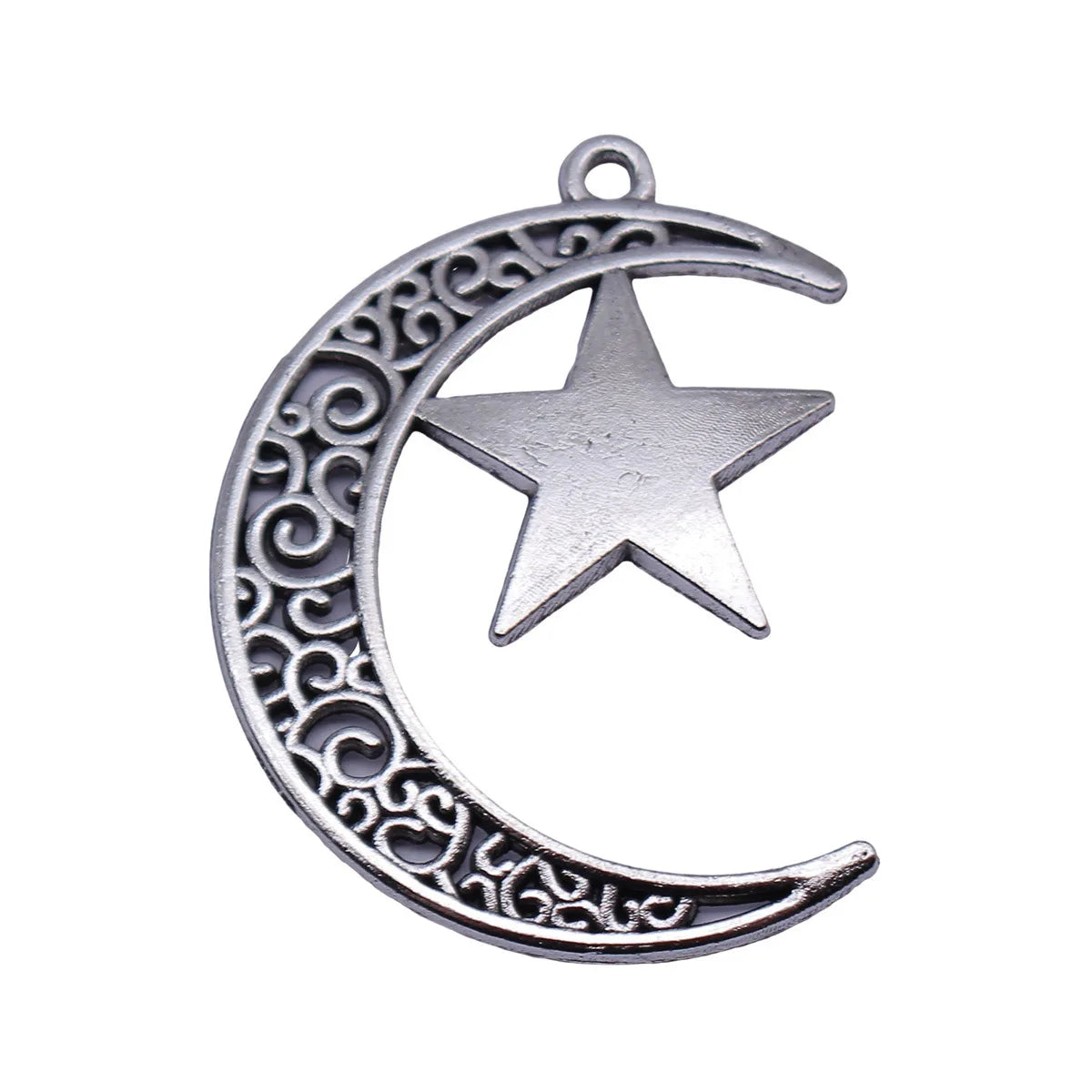 40x30mm 4.3g Antique Silver Zinc Alloy Moon Star Charm Pendant for DIY Necklace Bracelet Making