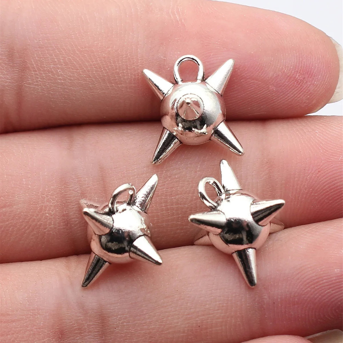 18x15x13mm 3.5g Multi-Color Zinc Alloy Spiked Mace Ball Charm Pendant for DIY Gothic Jewelry Making