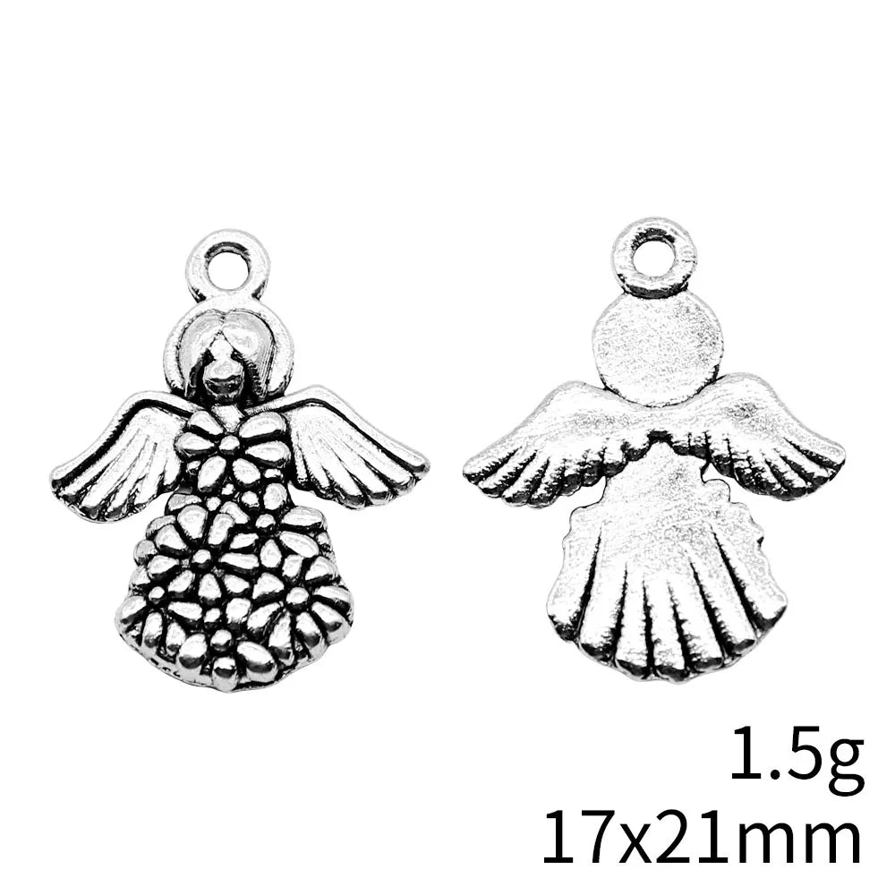 17x21mm 1.5g Multicolor Zinc Alloy Angel Charm Pendant for DIY Necklace and Bracelet Making
