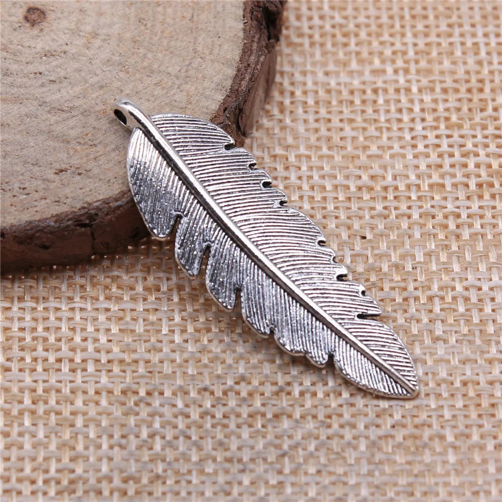 44x14mm 2.8g Multicolor Zinc Alloy Feather Charm Pendant for DIY Necklace Bracelet Jewelry Making
