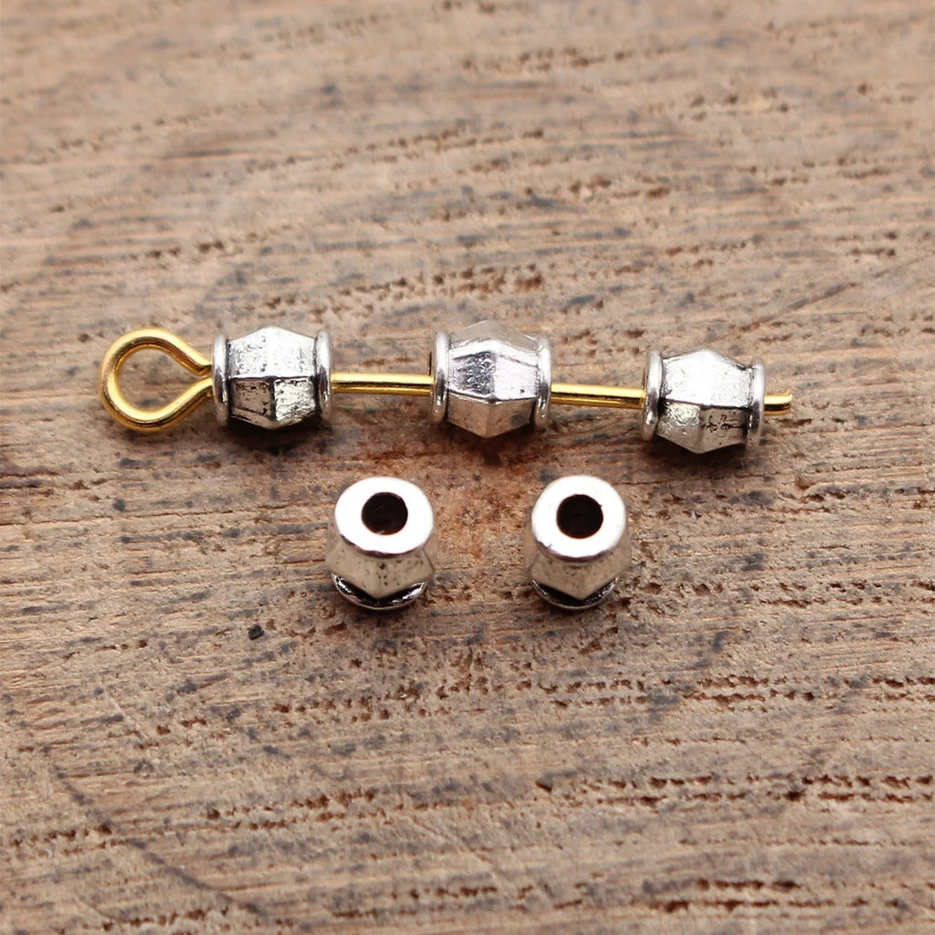 3.9x3.4x3.4mm 0.15g Antique Silver Zinc Alloy Faceted Spacer Beads for DIY Bracelet Necklace Making