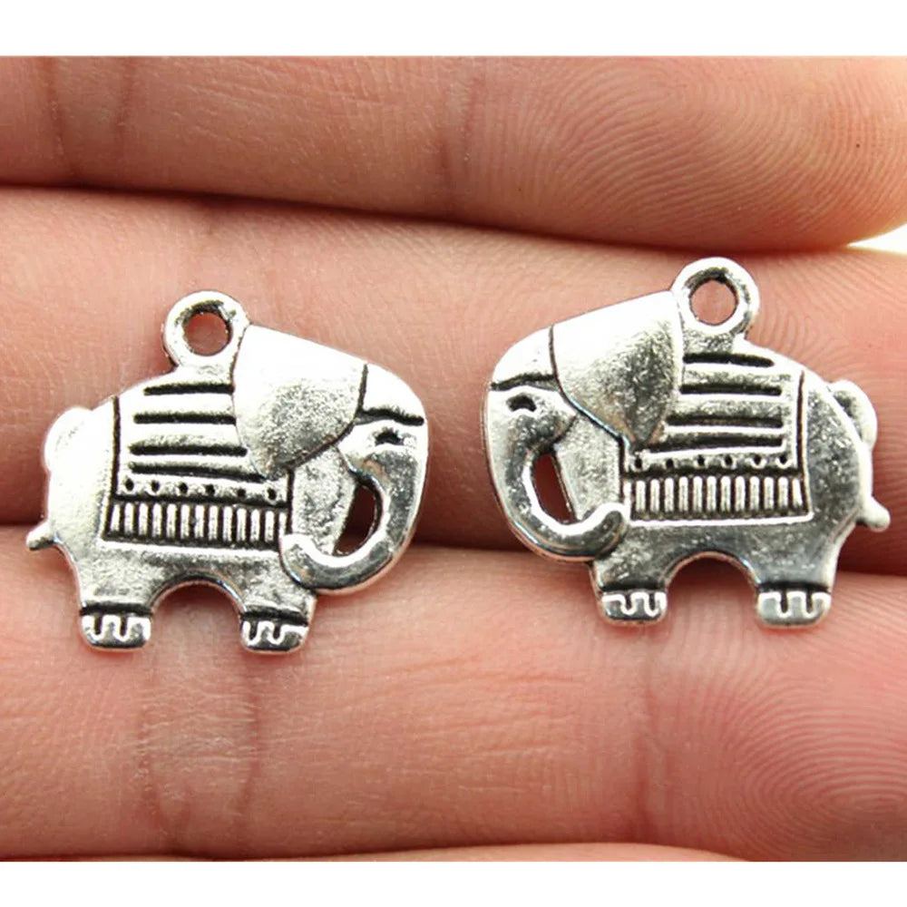 19x20mm 1.9g Antique Silver Zinc Alloy Elephant Charm Pendant for DIY Bracelet and Necklace Jewelry Making