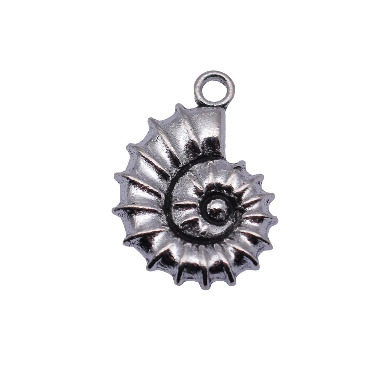 21x16mm 2.8g Antique Silver Zinc Alloy Double Sided Conch Shell Charm Pendant for DIY Jewelry