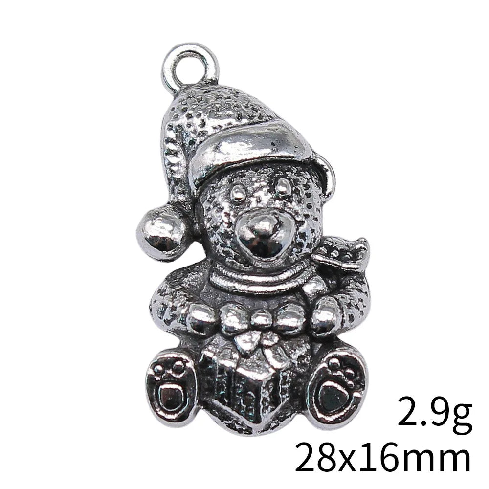 28x16mm 2.9g Multicolor Zinc Alloy Christmas Snowman Gift Charm Pendant for DIY Necklace Jewelry