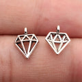 13x9.8mm 0.39g Antique Silver Zinc Alloy Hollow Diamond Shape Charm Pendant for DIY Necklace Jewelry