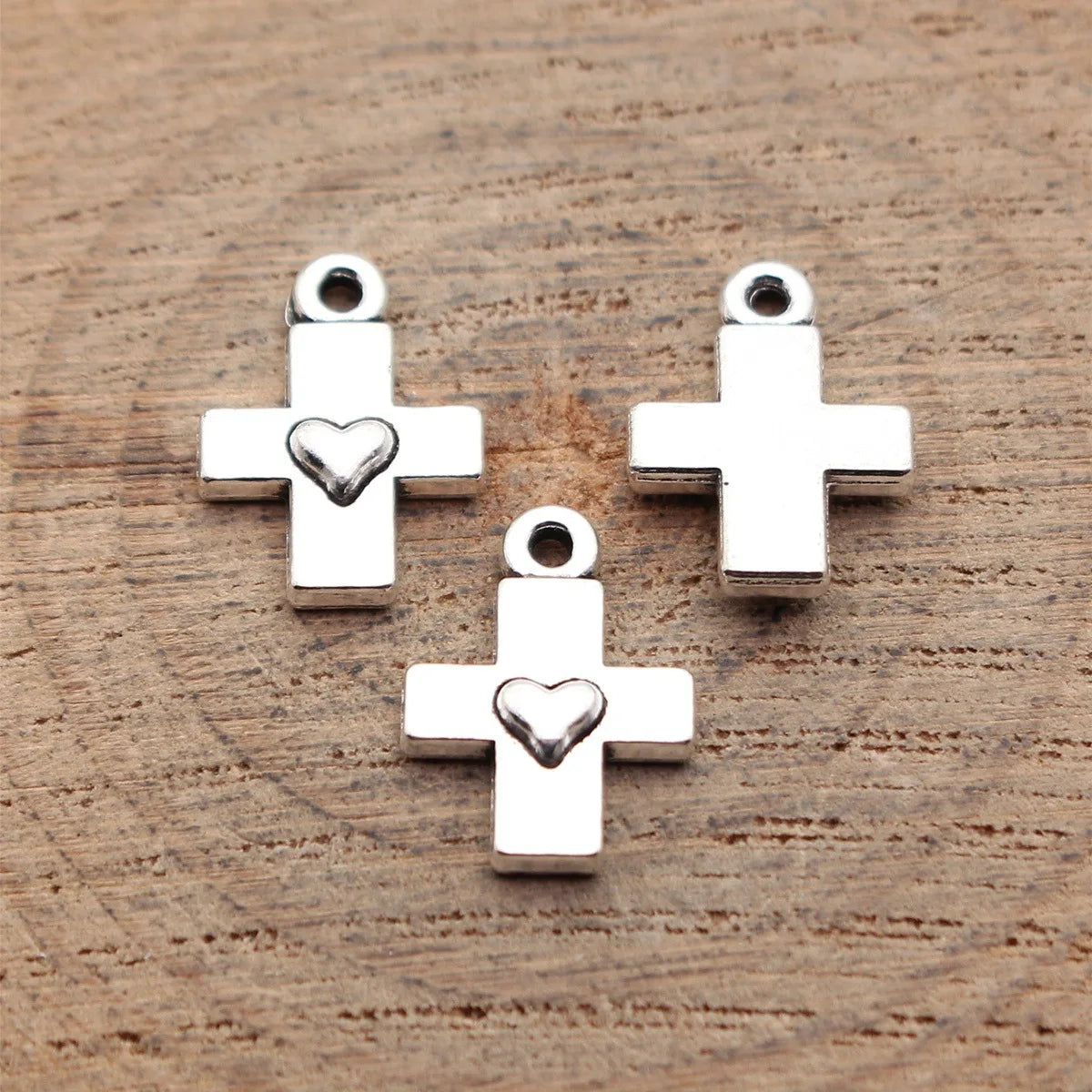 15x11mm 0.84g Antique Silver Zinc Alloy Heart Cross Charm Pendant for DIY Necklace Bracelet Jewelry