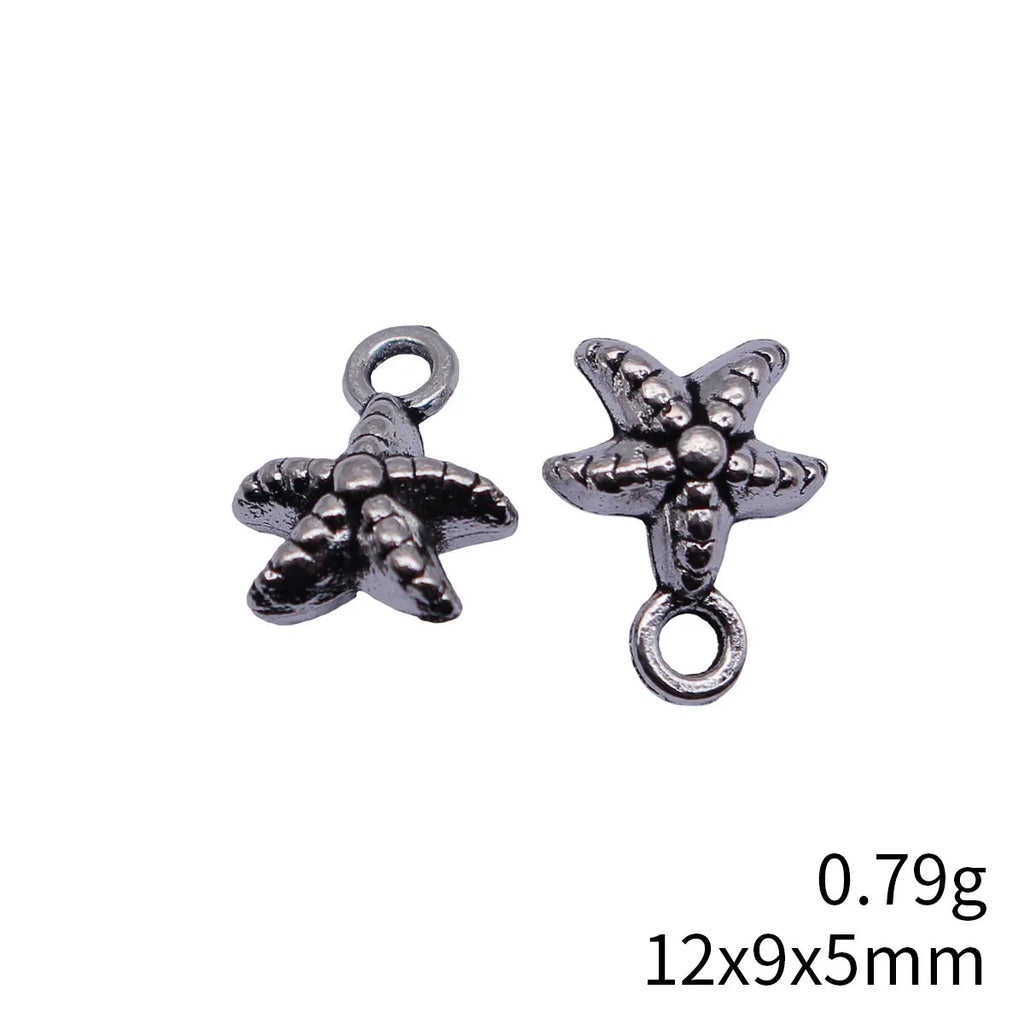 12x9x5mm 0.79g Antique Silver Zinc Alloy Starfish Charm Pendant for Ocean Theme Jewelry Making