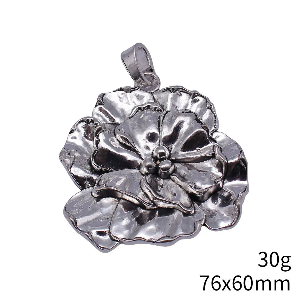 76x60mm 30g Antique Silver Zinc Alloy Large Flower Charm Pendant for DIY Statement Necklace Making