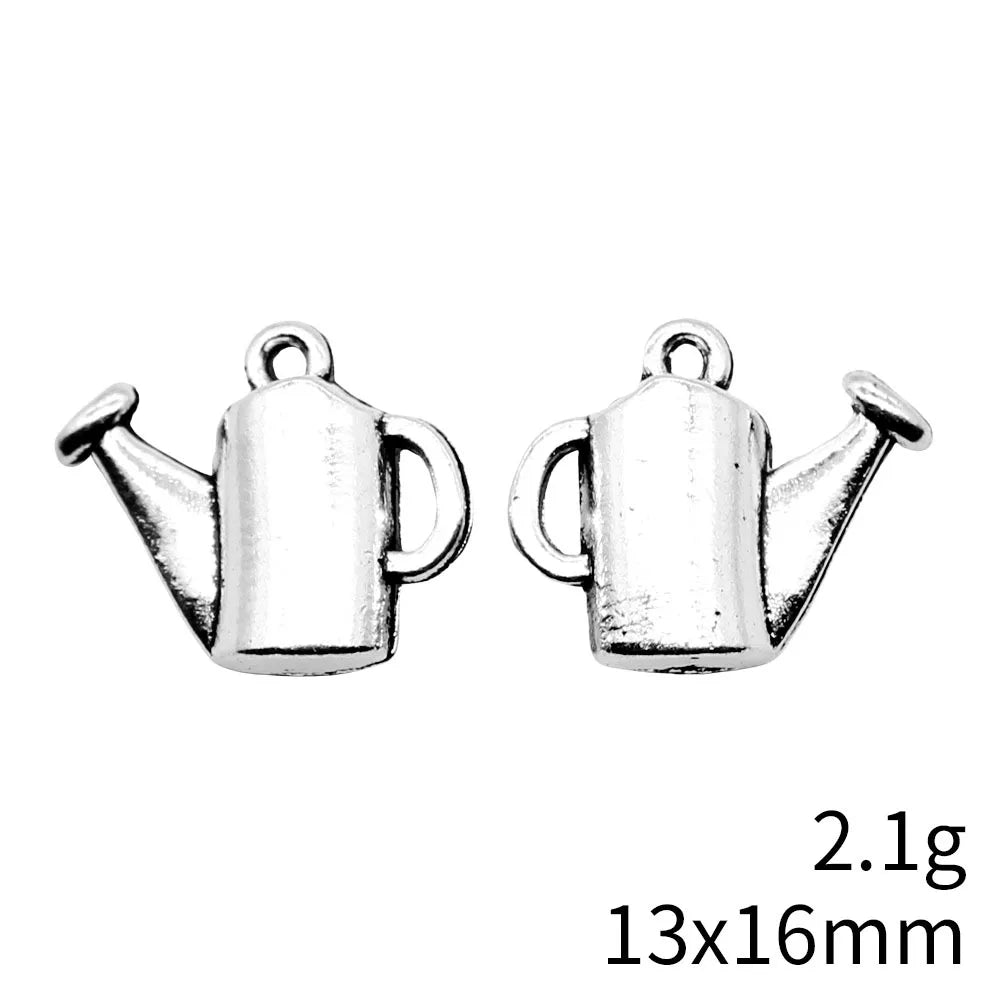 13x16mm 2.1g Antique Silver Zinc Alloy Watering Can Charm Pendant for DIY Garden Theme Jewelry