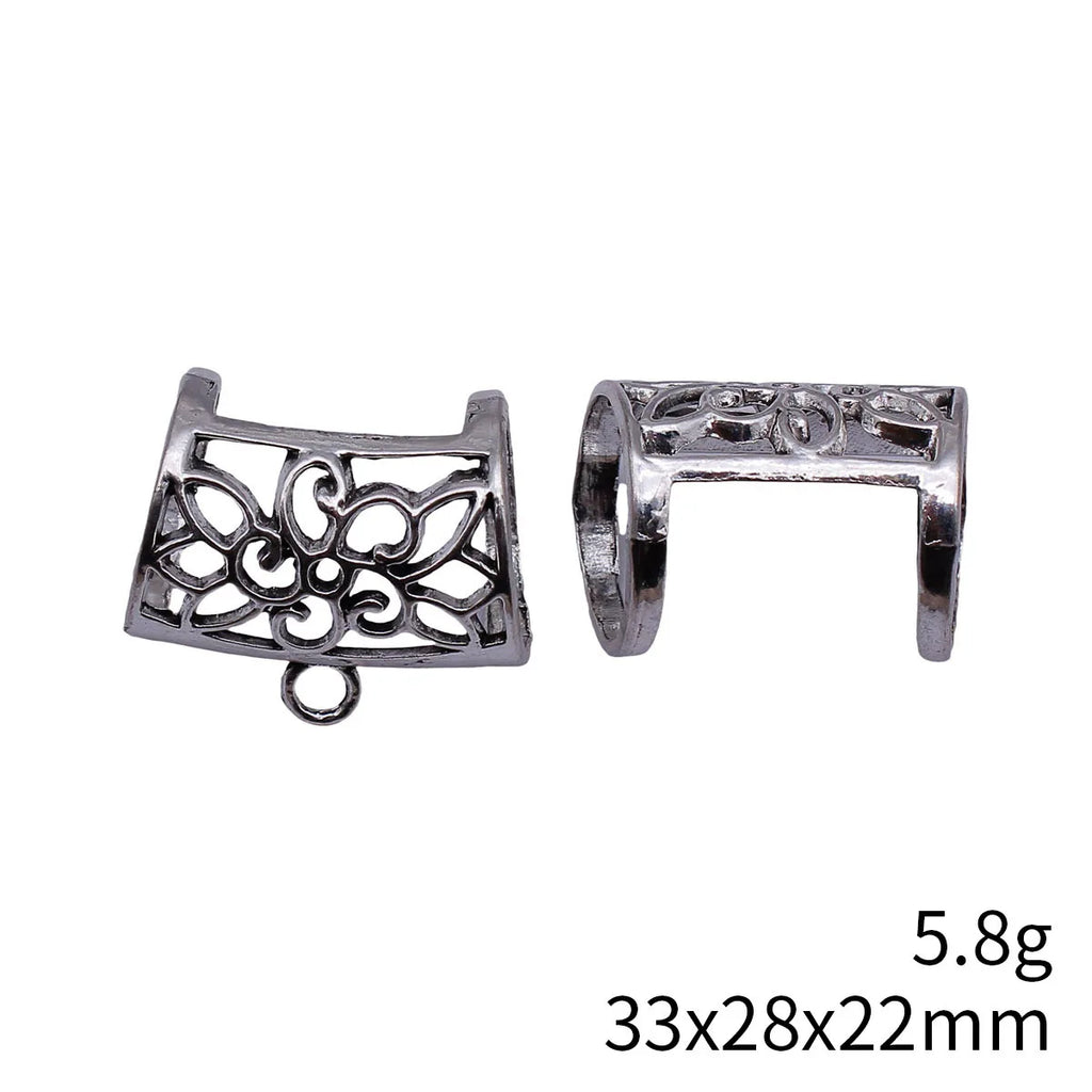 33x28x22mm 5.8g Antique Silver Zinc Alloy Hollow Floral Scarf Buckle Jewelry Findings for DIY Accessories