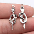 31x9.2mm 1.5g Antique Silver Zinc Alloy Scale Texture Snake Charm Pendant for DIY Jewelry Making