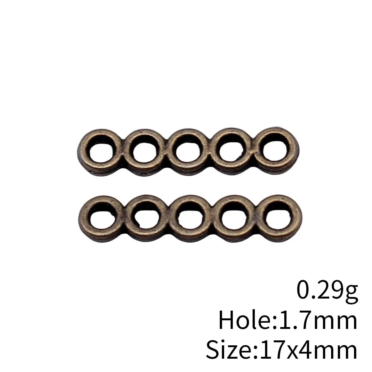 17x4mm 0.29g Antique Bronze Zinc Alloy Five-Hole Connector Charm for DIY Bracelet Jewelry Making